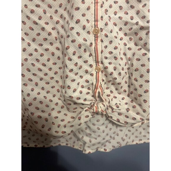 Women's Max Studio Ladybug Print Button Up Shirt 100% Rayon SZ XL Summer Vibes - Picture 4 of 7